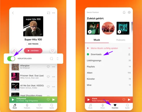 Musik mit Deezer-App herunterladen